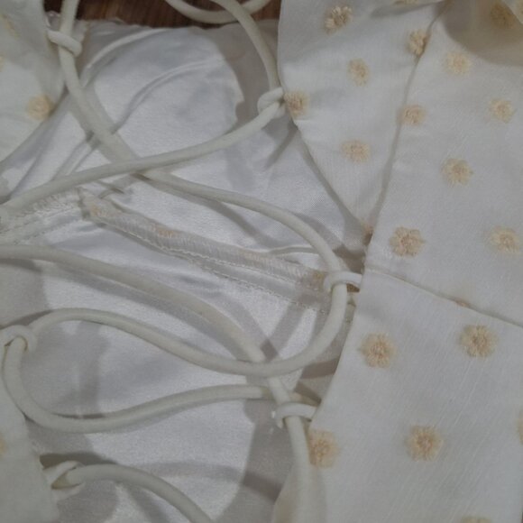 angel bibo swiss dots lace up puff sleeve crop top festival fairy dainty - Picture 4 of 7